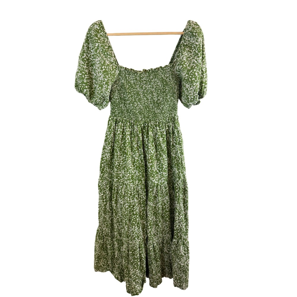 Abercrombie & Fitch Smocked Midi Dress Size Medium Floral Linen Blend